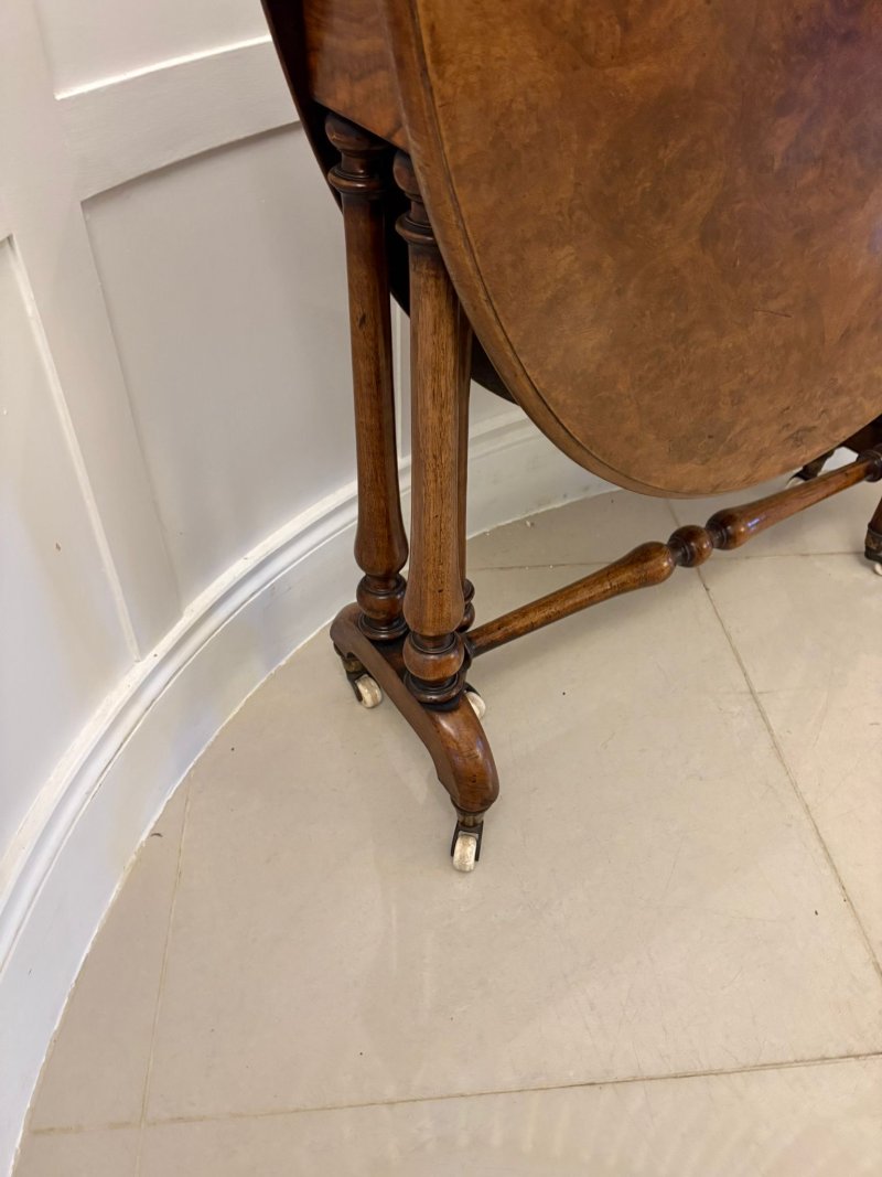 Outstanding Quality Antique Victorian Burr Walnut Sutherland Table - Image 12